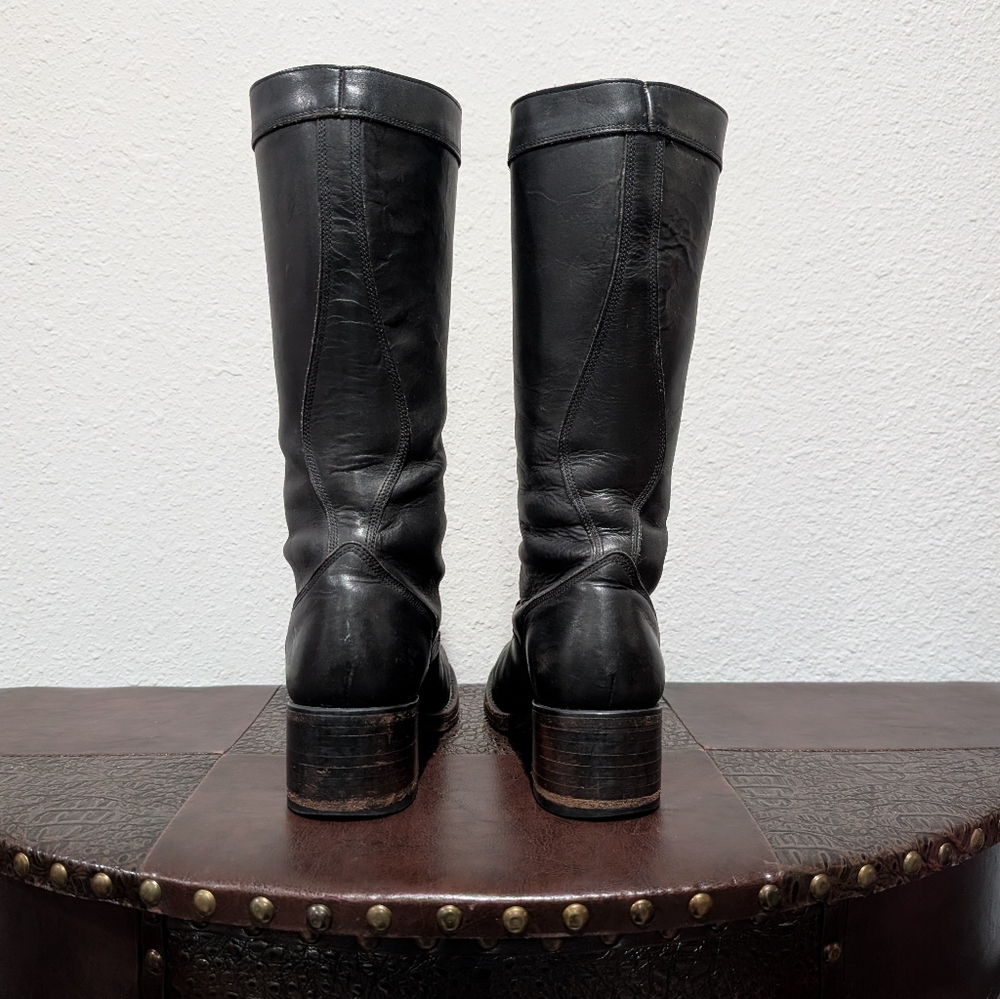 Rare Frye Campus Lug Vintage Lace Up Knee-High Black Antique Leather Boot Size 6 - Picture 11 of 15